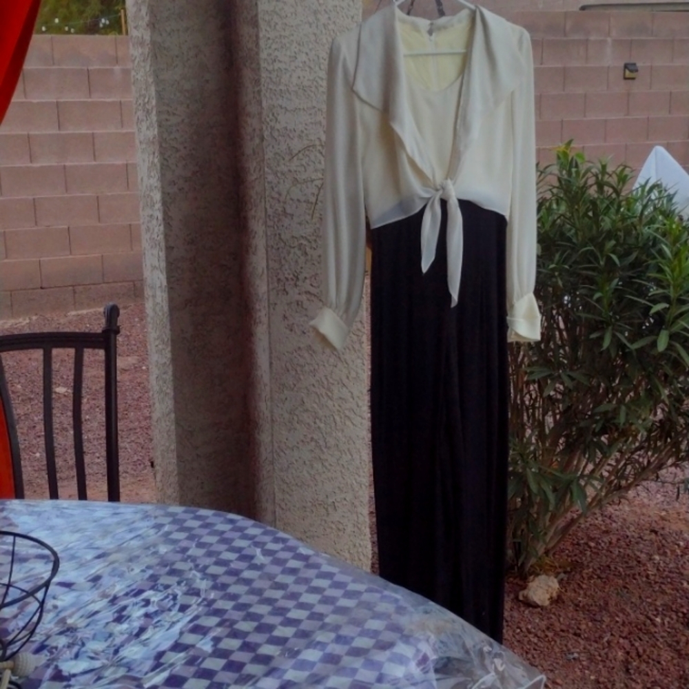 One set pantsuit with attached shirt and wide leg pants!